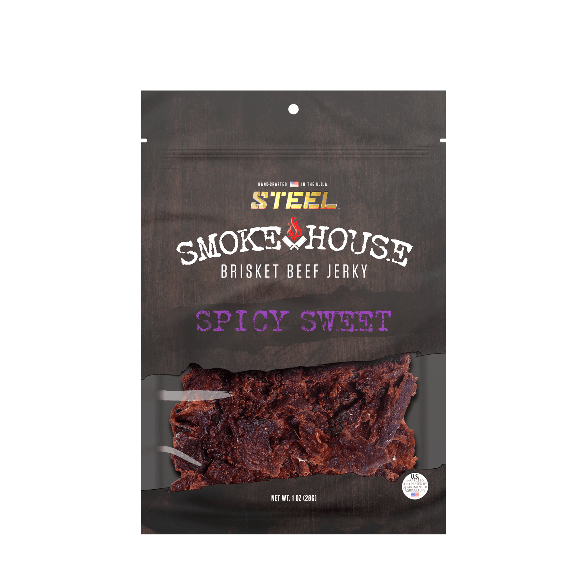 Steel Supplements Jerky Spicy Sweet 1 oz. Steel Smokehouse Brisket Beef Jerky
