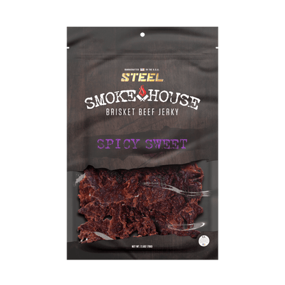 Steel Supplements Jerky Spicy Sweet 2.5 oz. Steel Smokehouse Brisket Beef Jerky