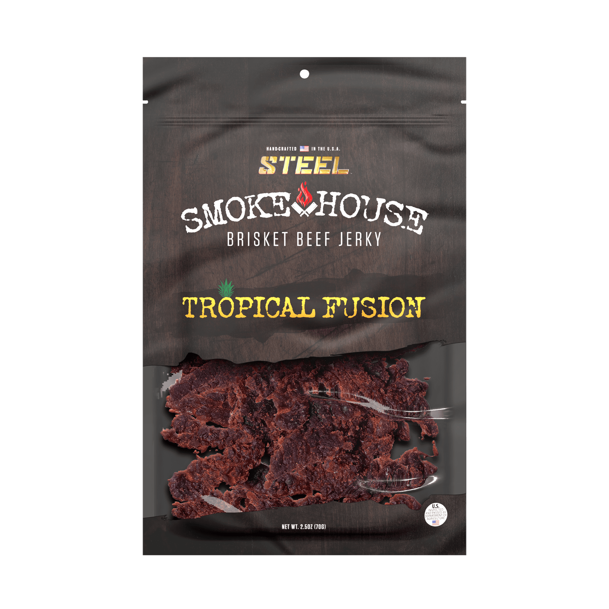 Steel Supplements Jerky Tropical Fusion 2.5 oz. Steel Smokehouse Brisket Beef Jerky