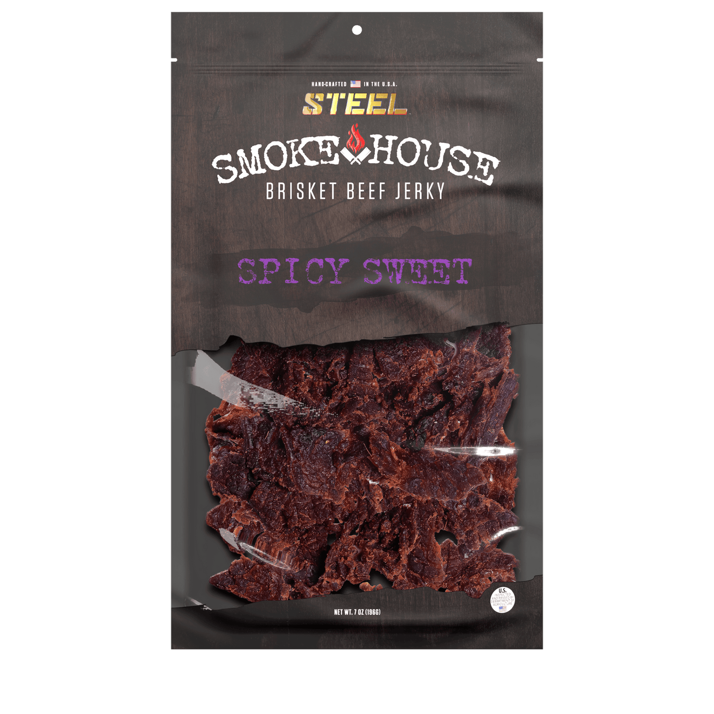 Steel Supplements Jerky Spicy Sweet 7 oz. Steel Smokehouse Brisket Beef Jerky