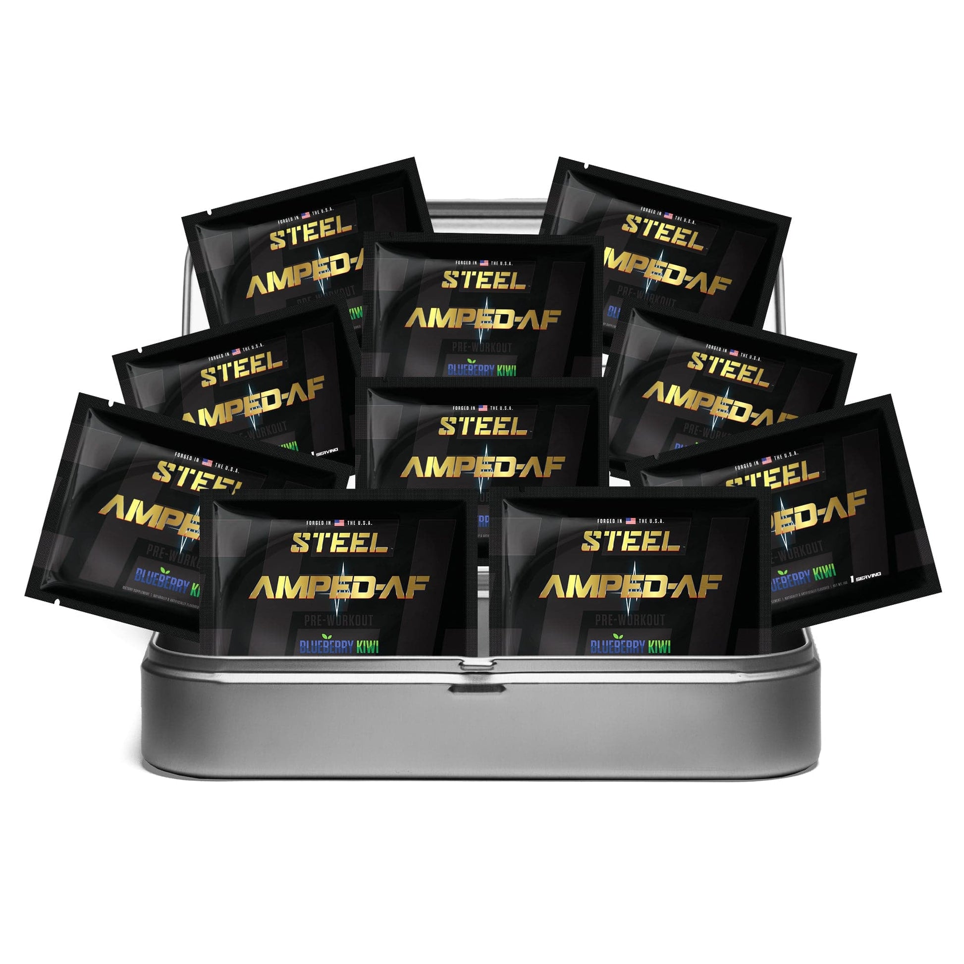 Steel Supplements Sample Blueberry Kiwi / Travel Kit (10 Samples Packets) Amped-AF Sample Packets